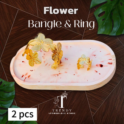 Flower Bangle & Ring Set